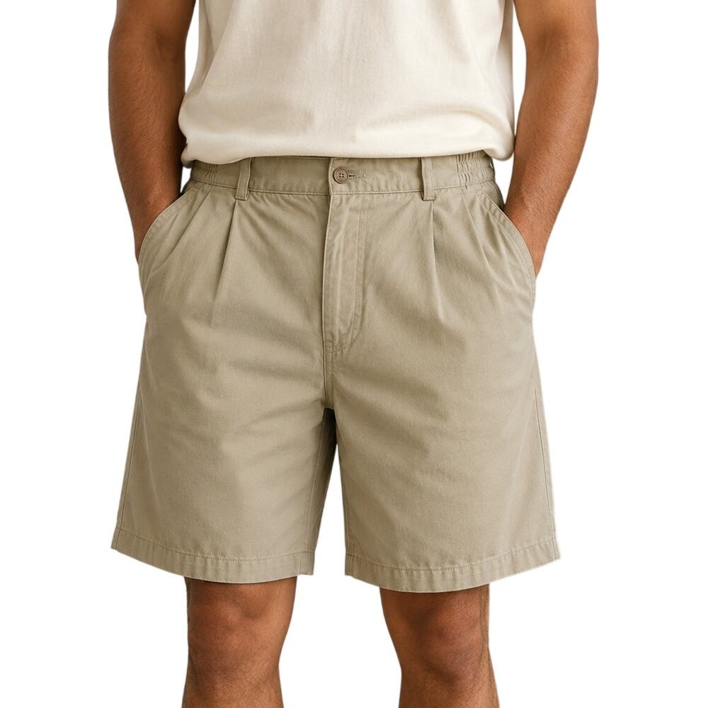 Windridge Vintage Style Khaki Shorts Dadcore Beige Pleated Size 34 Dadcore 90s